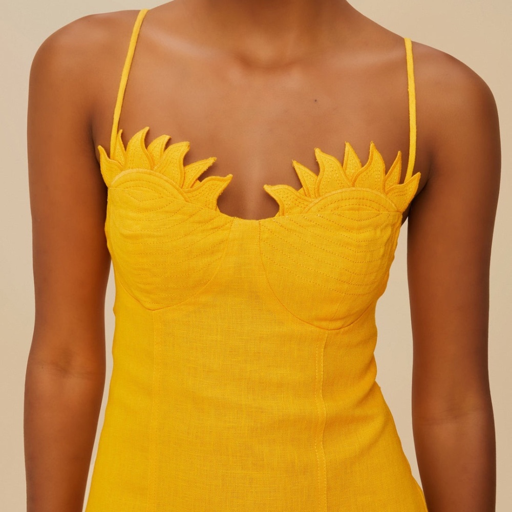 FARM Rio Yellow Sunburst Mini Dress - Picture 3 of 7
